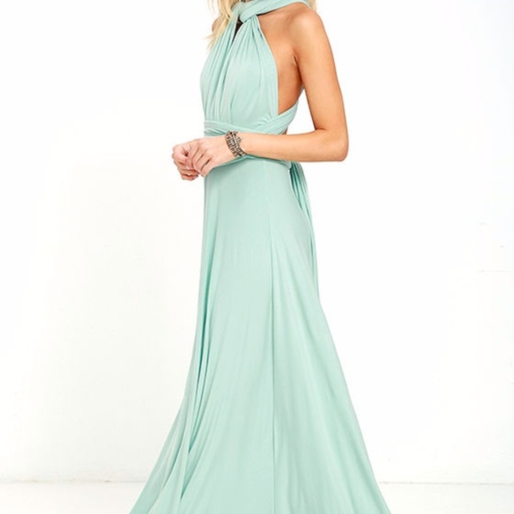 Lulu's TRICKS OF THE TRADE LIGHT SAGE MAXI DRESS